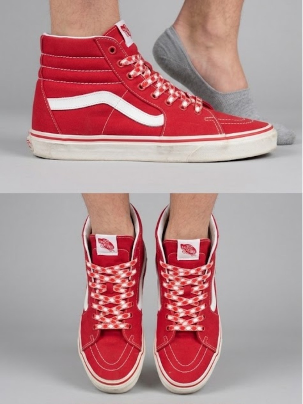 Vans Red Sneakers with White high tops